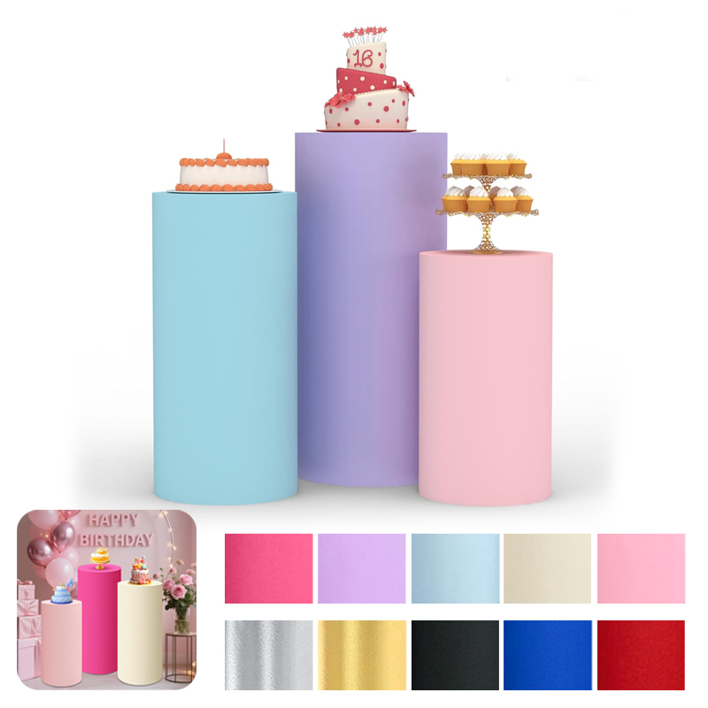 Dessert Table Backdrop - Penutup Tiang Silinder Spandex untuk Pesta