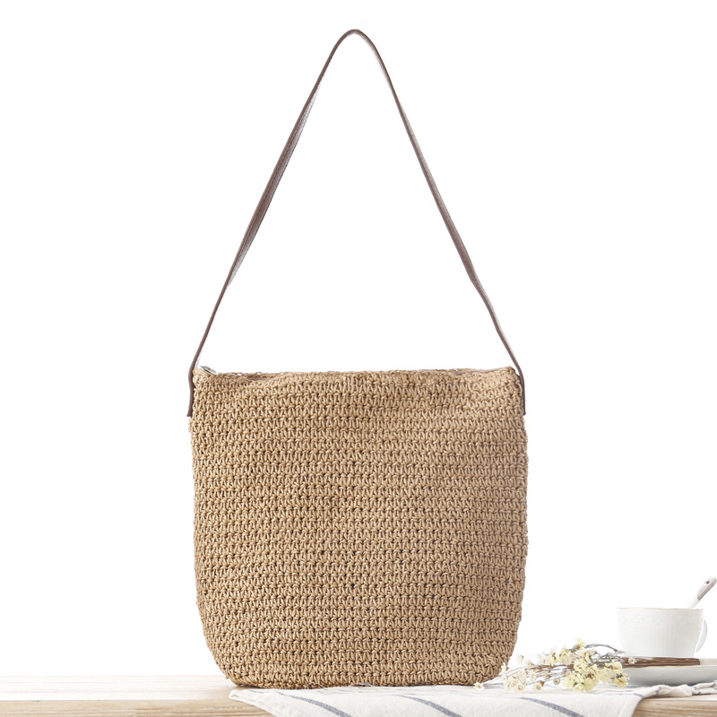 Paper Straw Color - Tas Pantai Anyaman Jerami Warna Solid