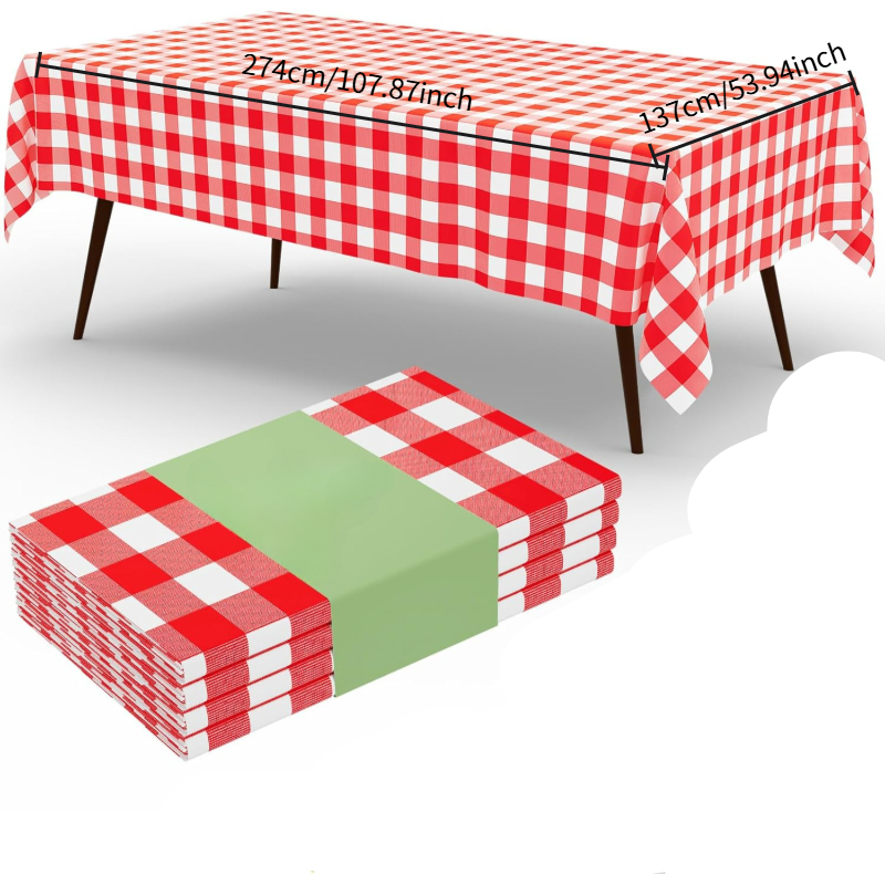 Table Cloth Disposable - Taplak Meja Kotak-kotak Merah Putih Persegi