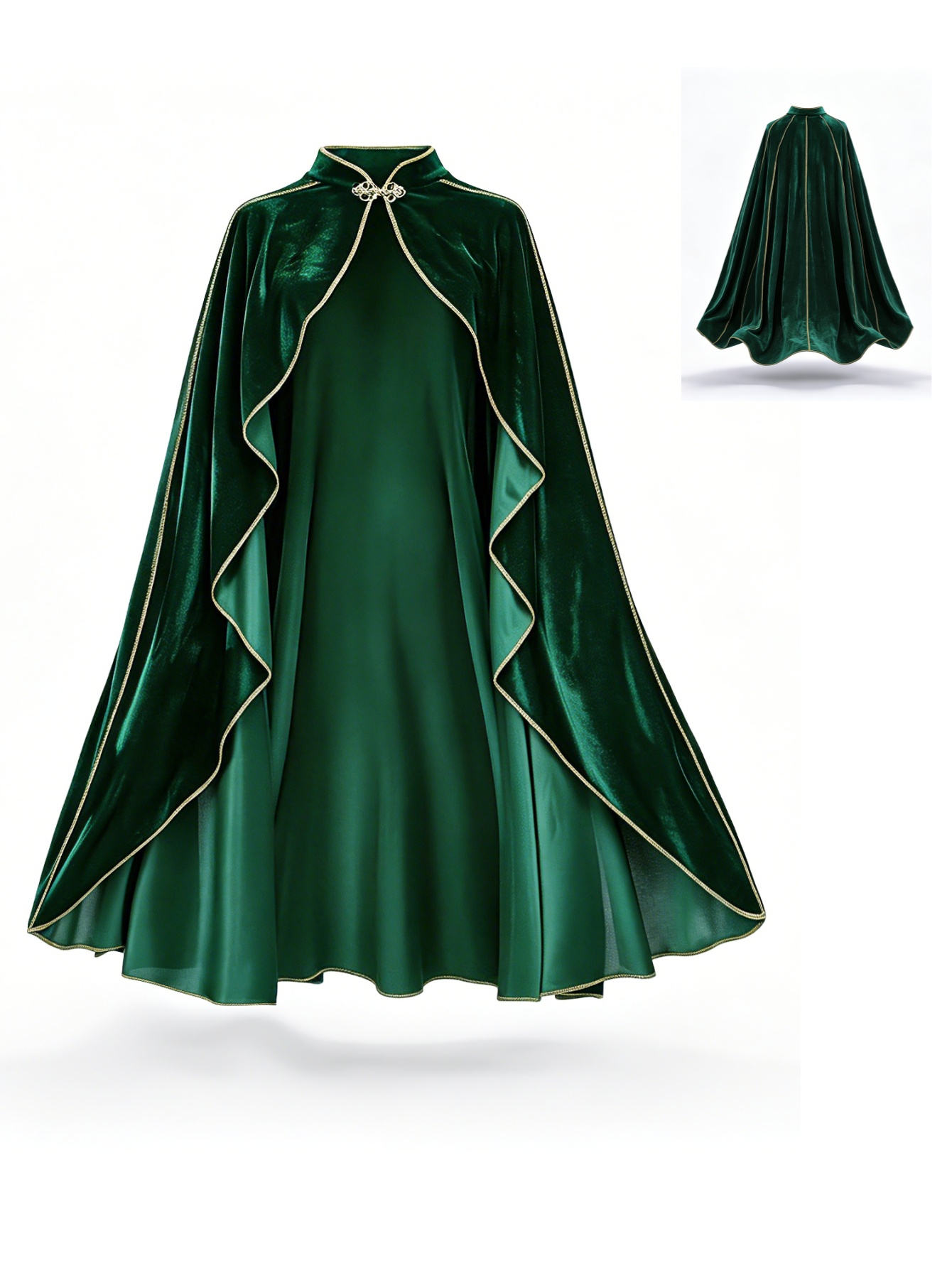 Event Support - Jubah Beludru Hijau Vintage Wanita dengan