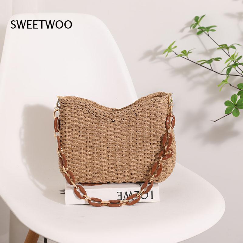 Tas Bahu Anyaman Warna Solid T - Paper Straw Color ulasan dan harga