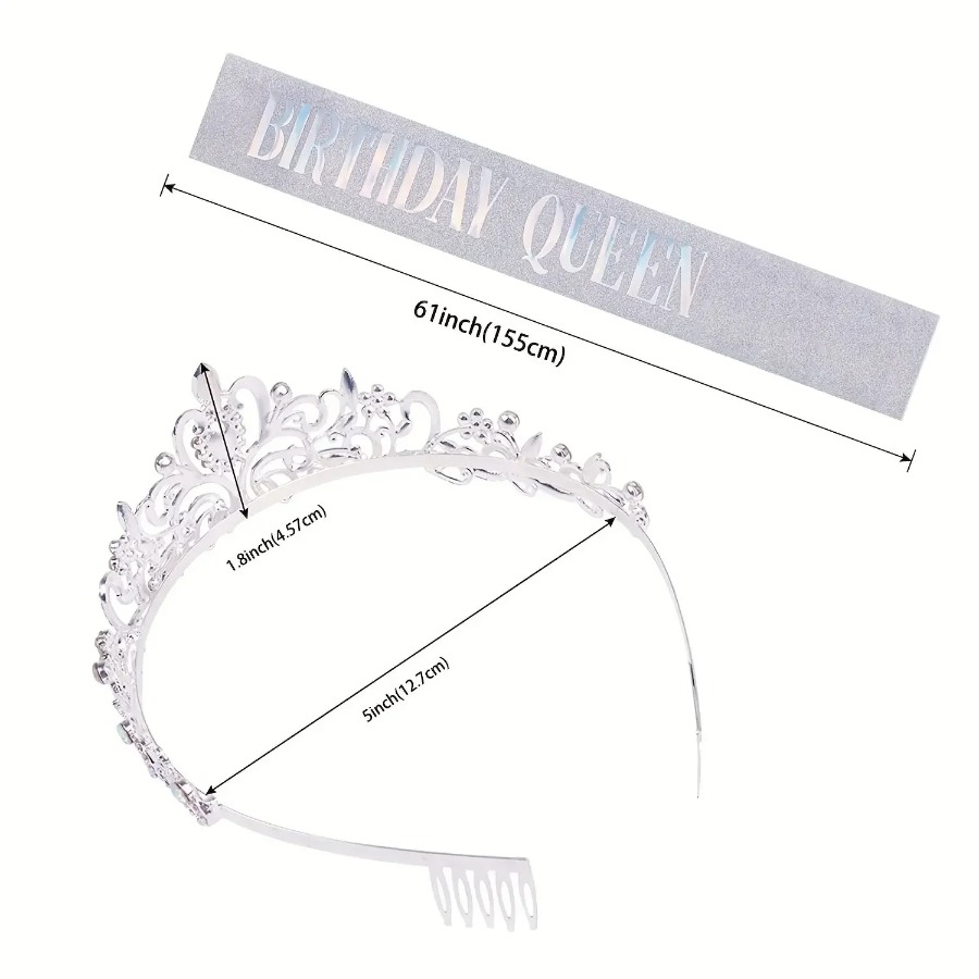 2pcs/Set Mahkota Kristal Rhine - Birthday Sash Glitter ulasan dan harga
