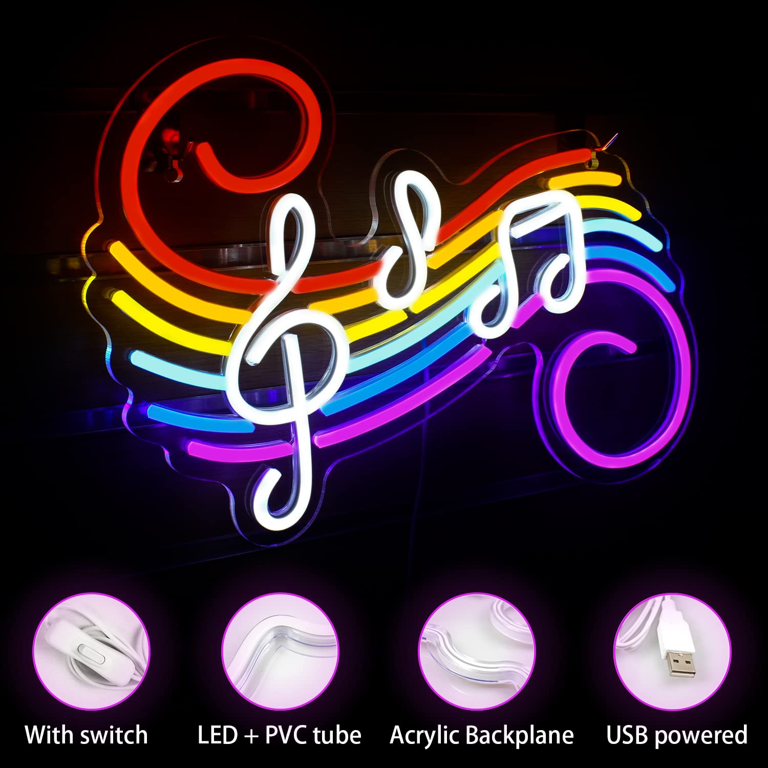 Lampu Neon Tanda Not Musik, Da - Neon Sign Party ulasan dan harga
