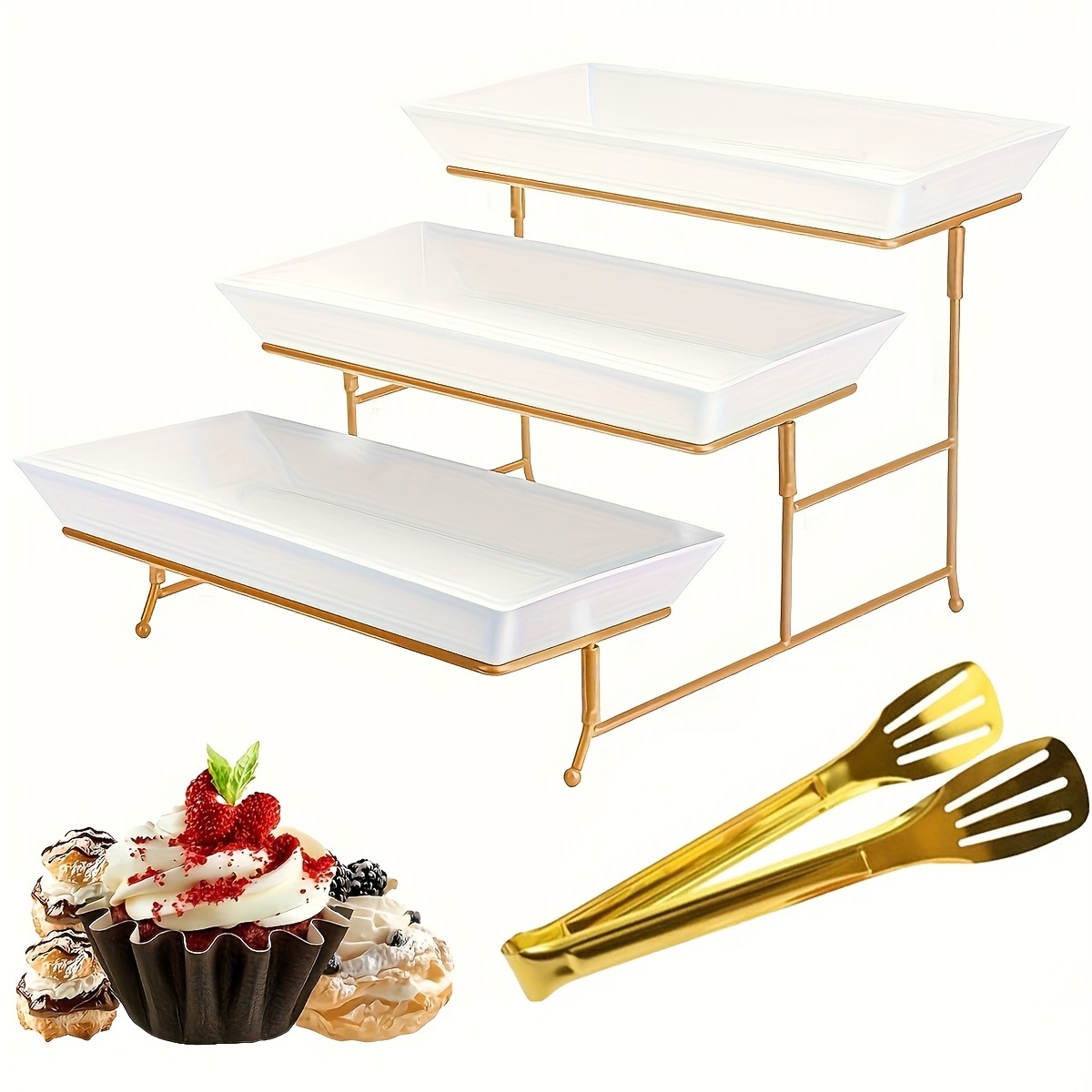 Tempat Sajian Bertingkat Putih - Cupcake Stand Tier ulasan dan harga