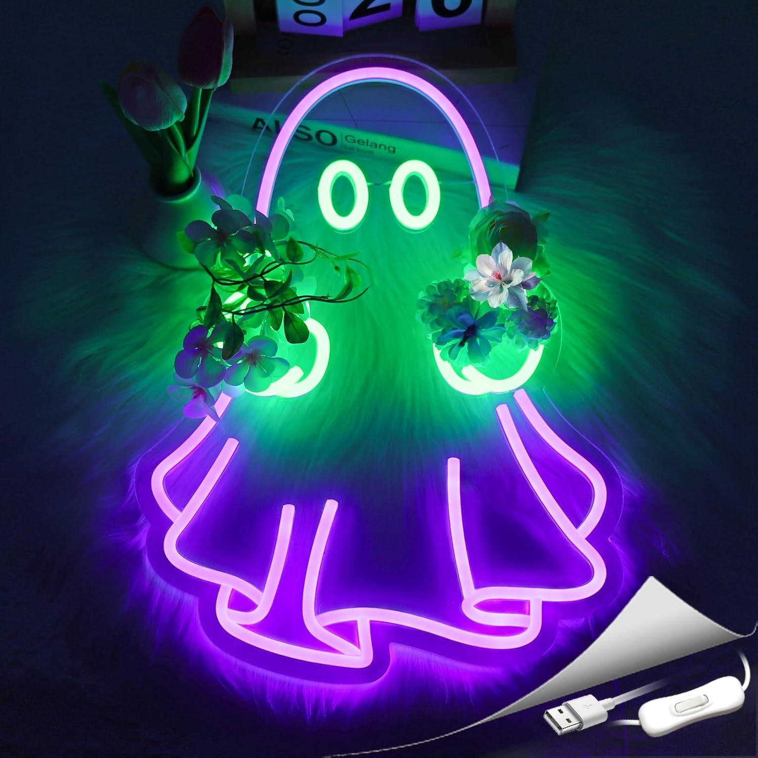 Lampu Neon LED USB Ghost Sign, - Neon Sign Party ulasan dan harga