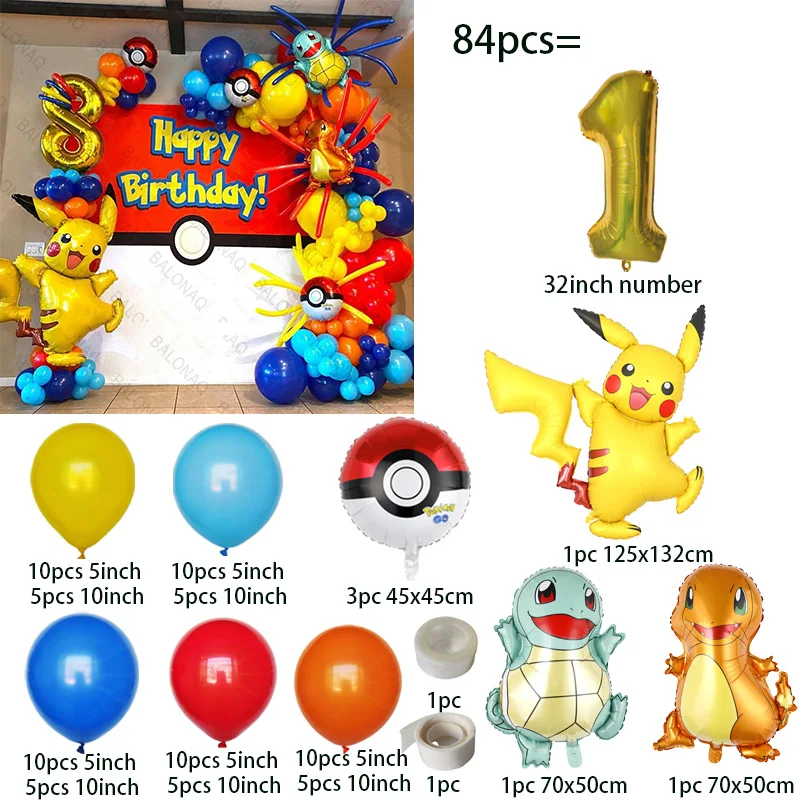 84 Buah Balon Pesta Pikachu Ki - Balloon Arch Kit ulasan dan harga