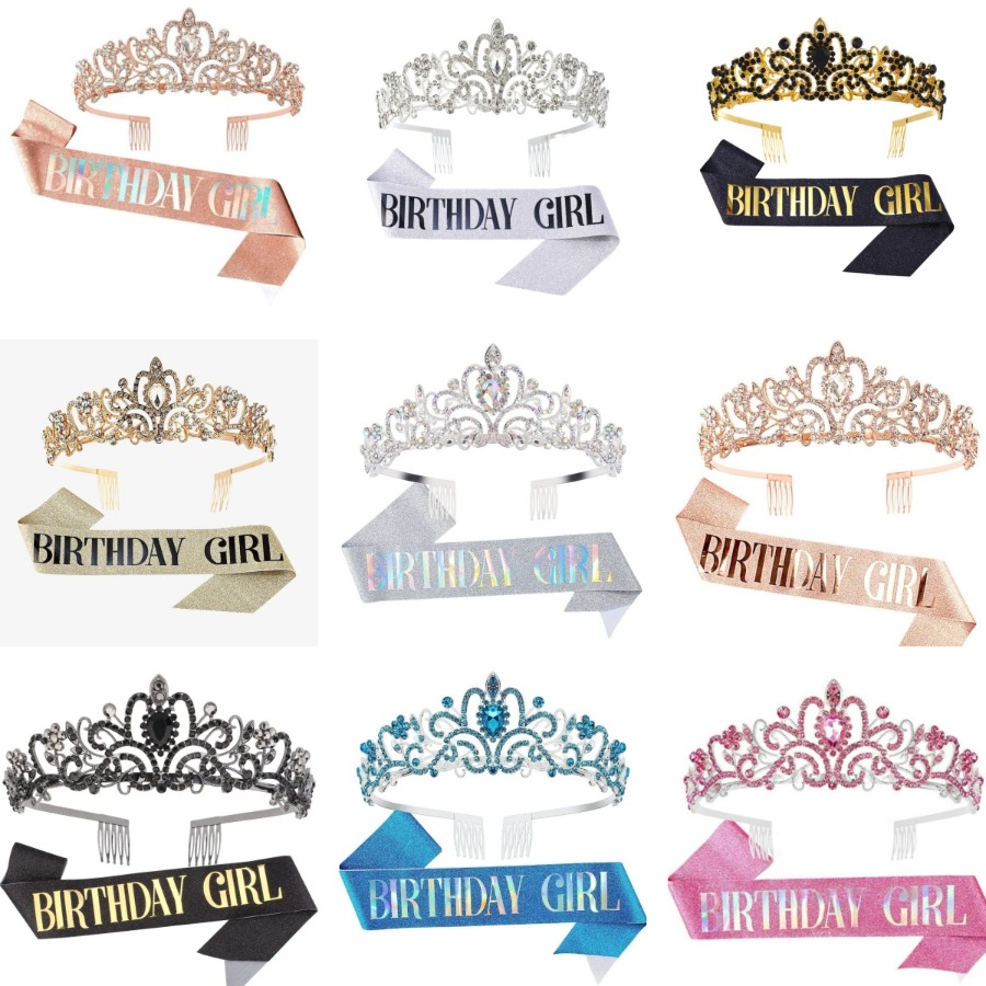 Set 2 Buah Tiara Mahkota Krist - Birthday Sash Glitter ulasan dan harga