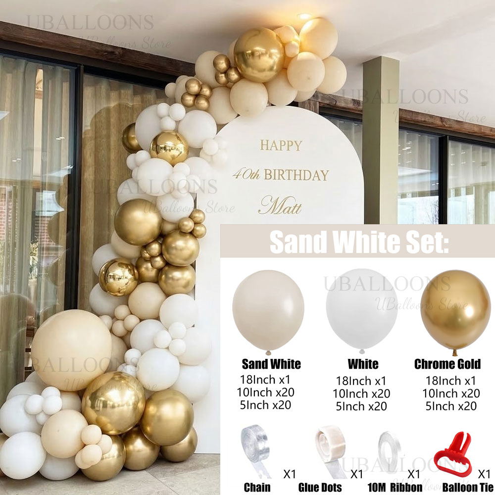 Gapura Balon Emas Putih Pasir  - Balloon Arch Kit ulasan dan harga