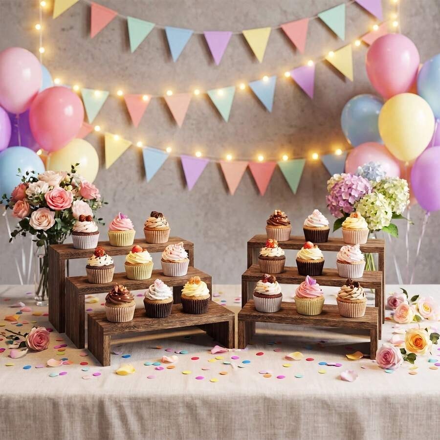 6 Buah Stand Display Kayu, Sta - Cupcake Stand Tier ulasan dan harga