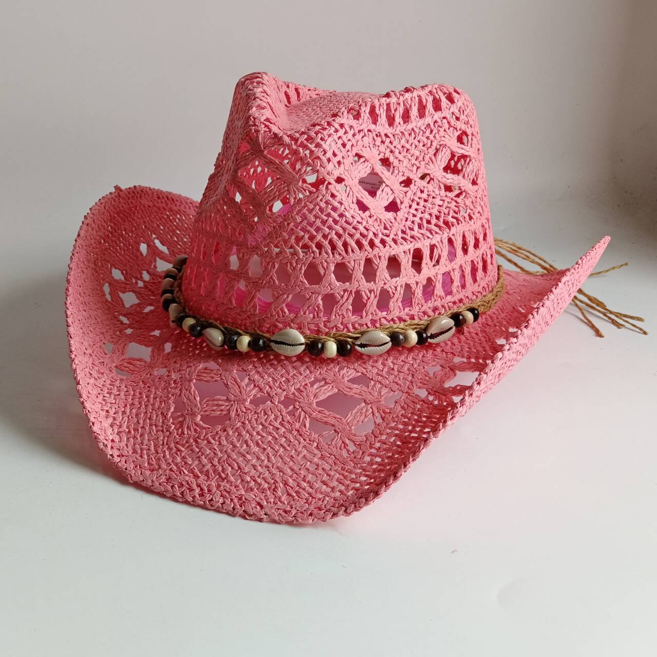 Topi jerami koboi warna pink,  - Paper Straw Color ulasan dan harga