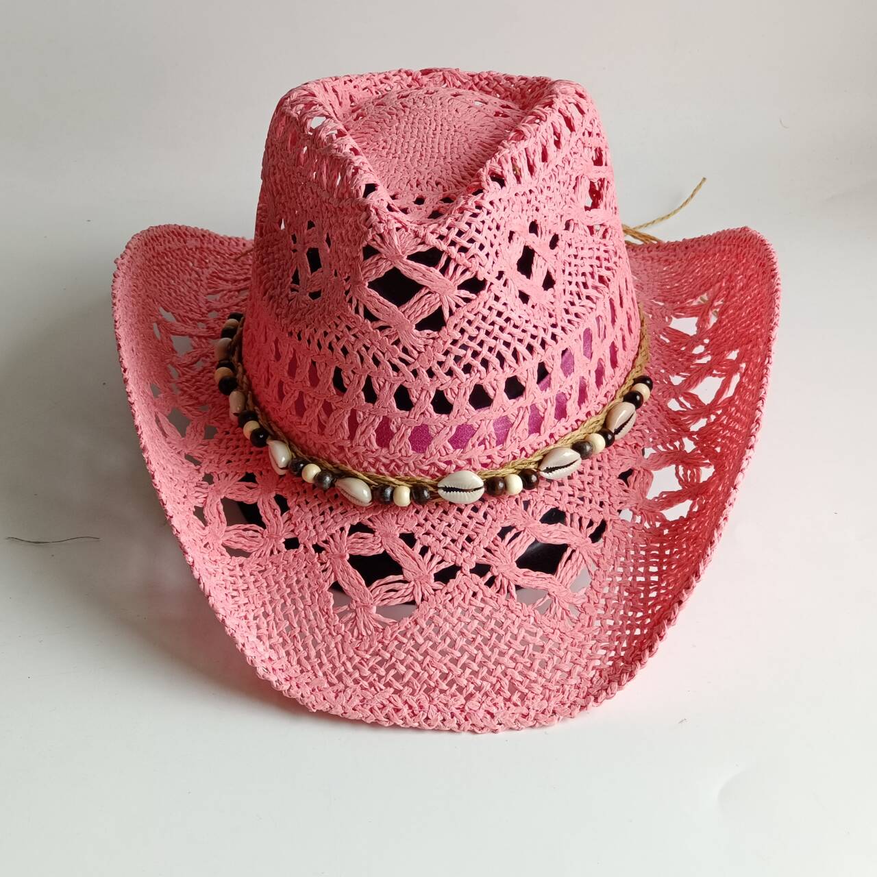 Topi jerami koboi warna pink,  - Paper Straw Color ulasan dan harga